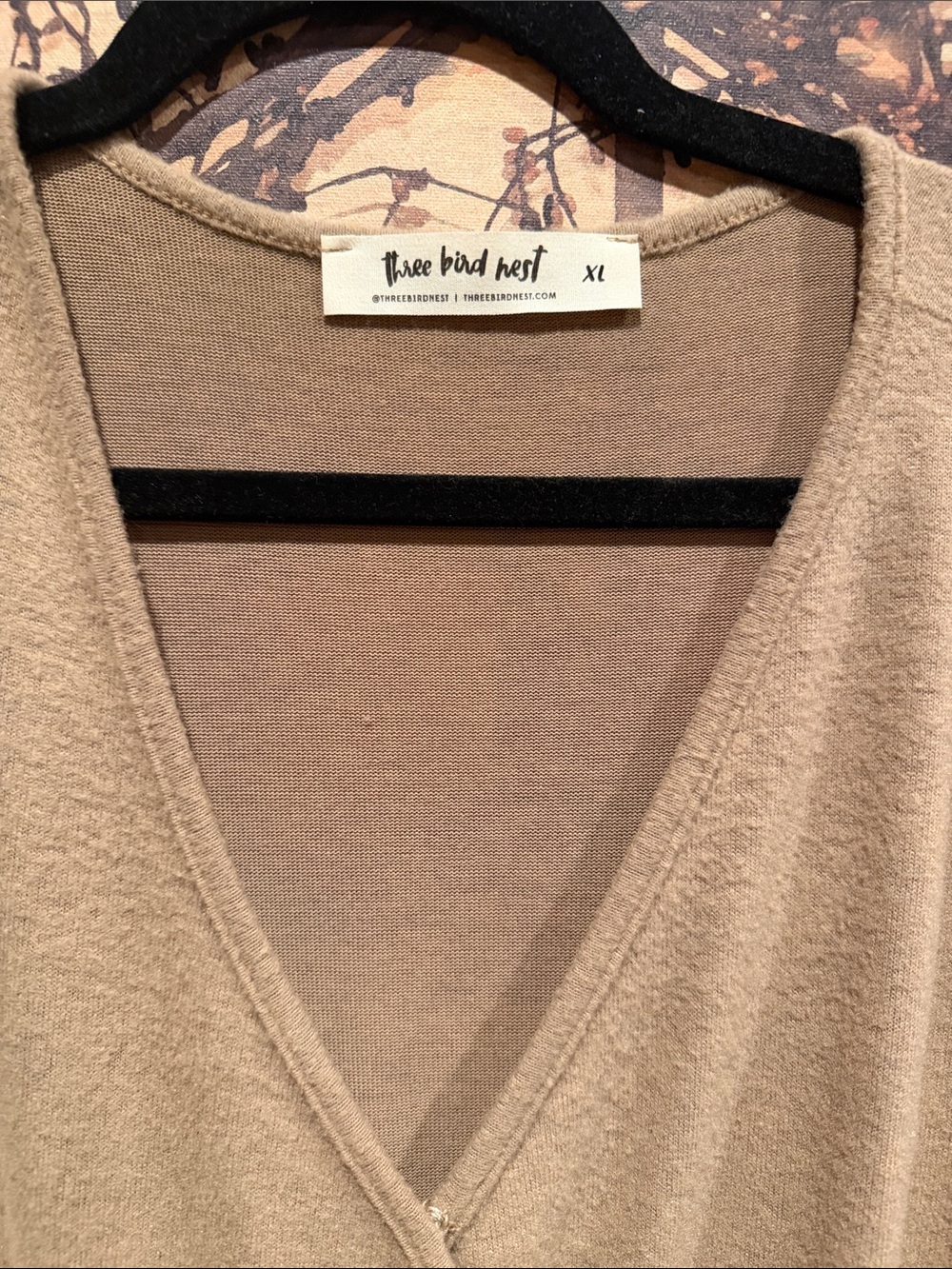 Three Bird Nest Taupe V-Neck Wrap Top xl - Picture 2 of 4